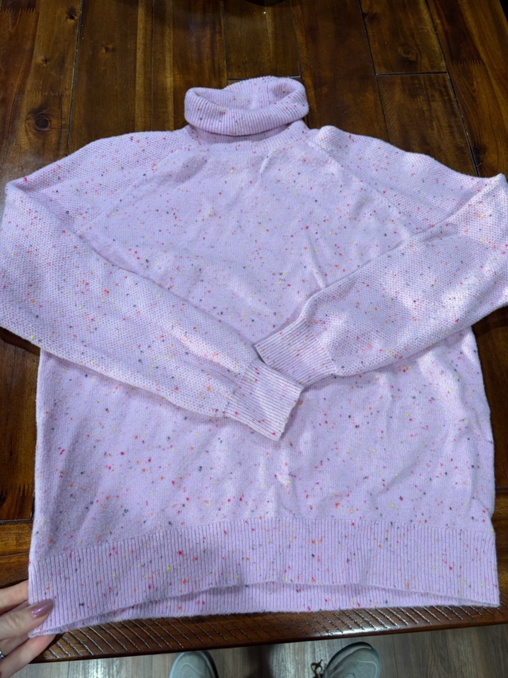 Cozy Pink Speckled Turtleneck Sweater